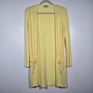 Cherish Yellow Long Line Lightweight Open Front Cardigan Sweater Size Small
